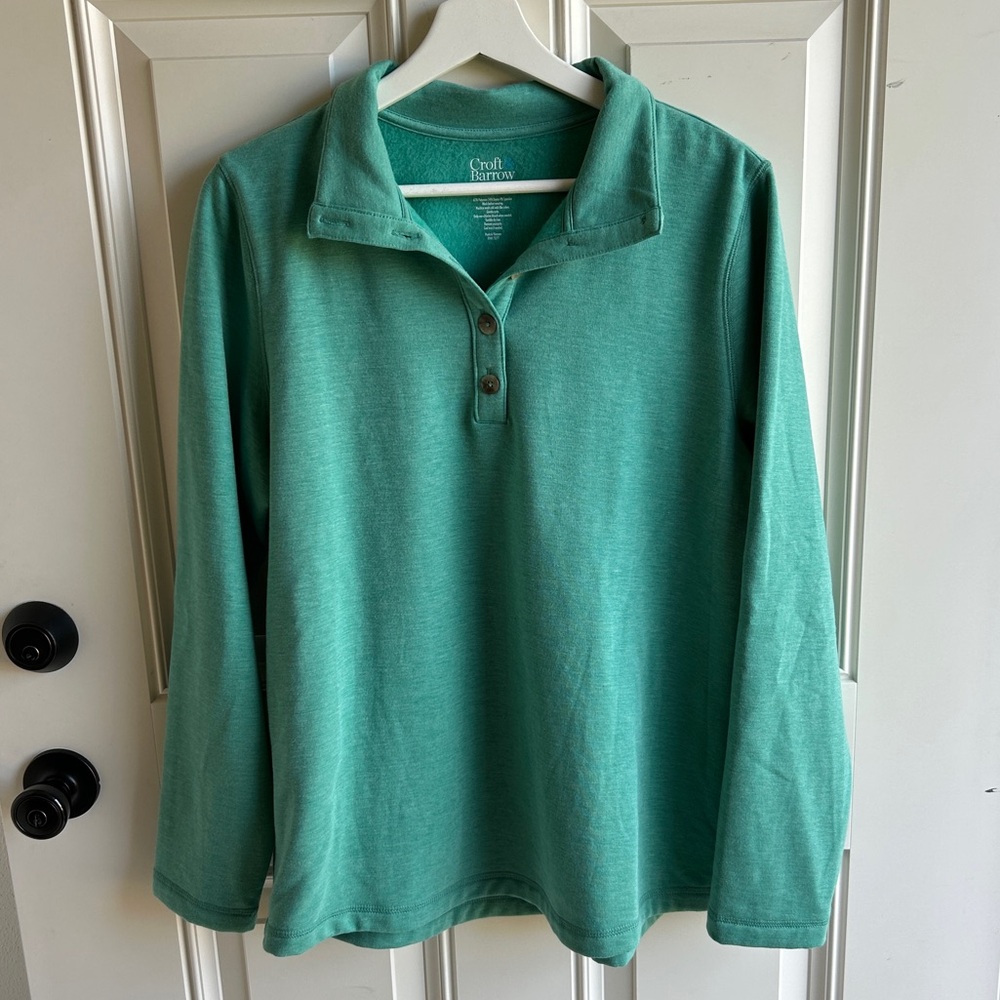 NWT Croft & Barrow Long Sleeve Pullover Teal Size L